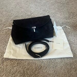 NWT Toteme T-Lock Suede Clutch in Espresso